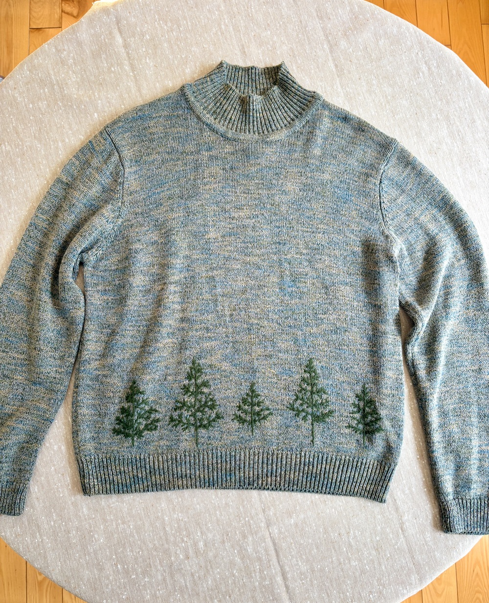 VTG Tabi International Embroidered Pine Tree Mock Neck Cozy Sweater Sz M
